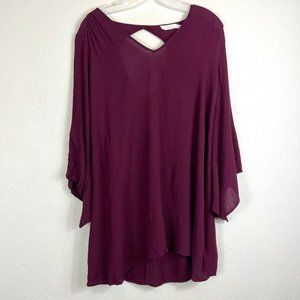 LUSH TUNIC DRESS SIZE SMALL PEEK A BOO BACK  100% Rayon